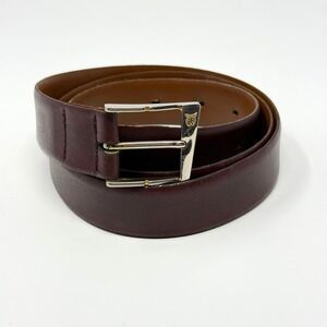 Christian Dior Mens Brown Leather Belt Silver Gold Buckle 38